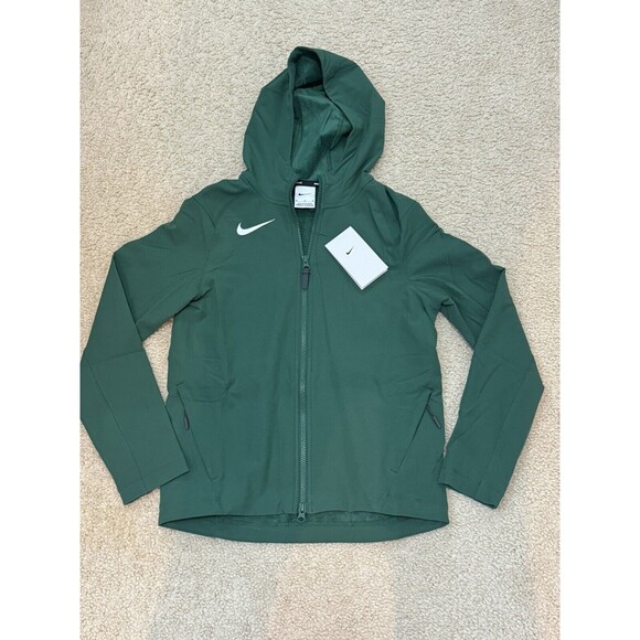 NWT NIKE KIDS' STOCK THERMA-FIT LS PRE-GAME FULL ZIP HOODIE GREEN BOYS SZ M - Picture 1 of 9